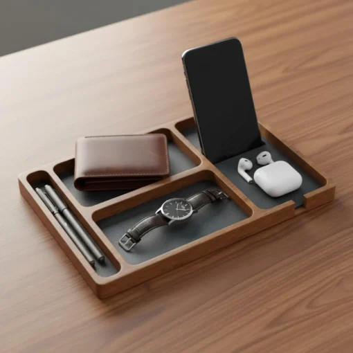Walnut  Tray & Steel MagSafe Apple Watch Charging Stand: Dual charger stand