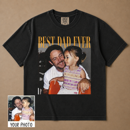 Personalised Photo Dad Comfort Colors Shirt, Daddy Picture TShirt