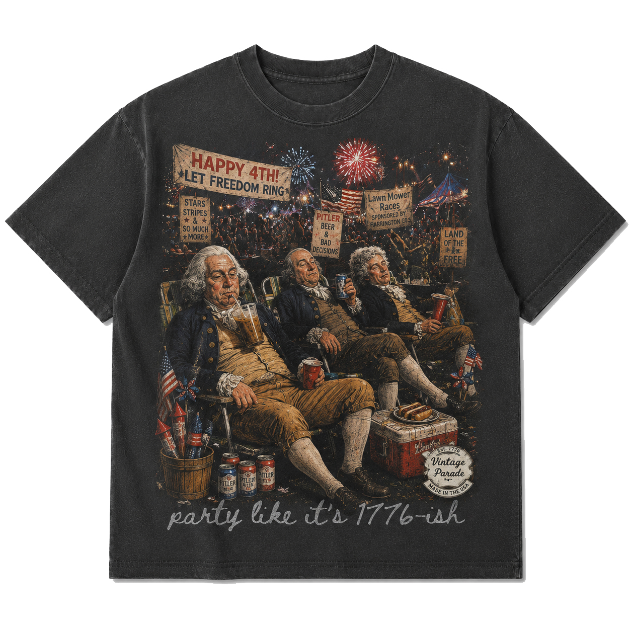 Comfort Color Tank Top Party Like It’s 1776 Funny Founding Fathers, 4th of July Fashion Tee, Patriotic Meme Sublimation Merch