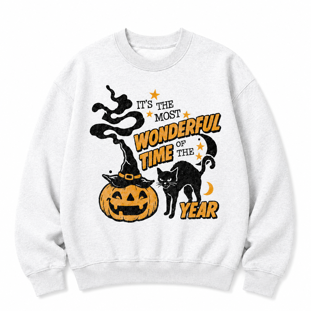 Vintage Halloween Sweatshirt, Retro Halloween Crewneck 90s Spooky Black Cat Hoodie Witchy Pumpkin Most Wonderful Time Witchy Fall Shirt
