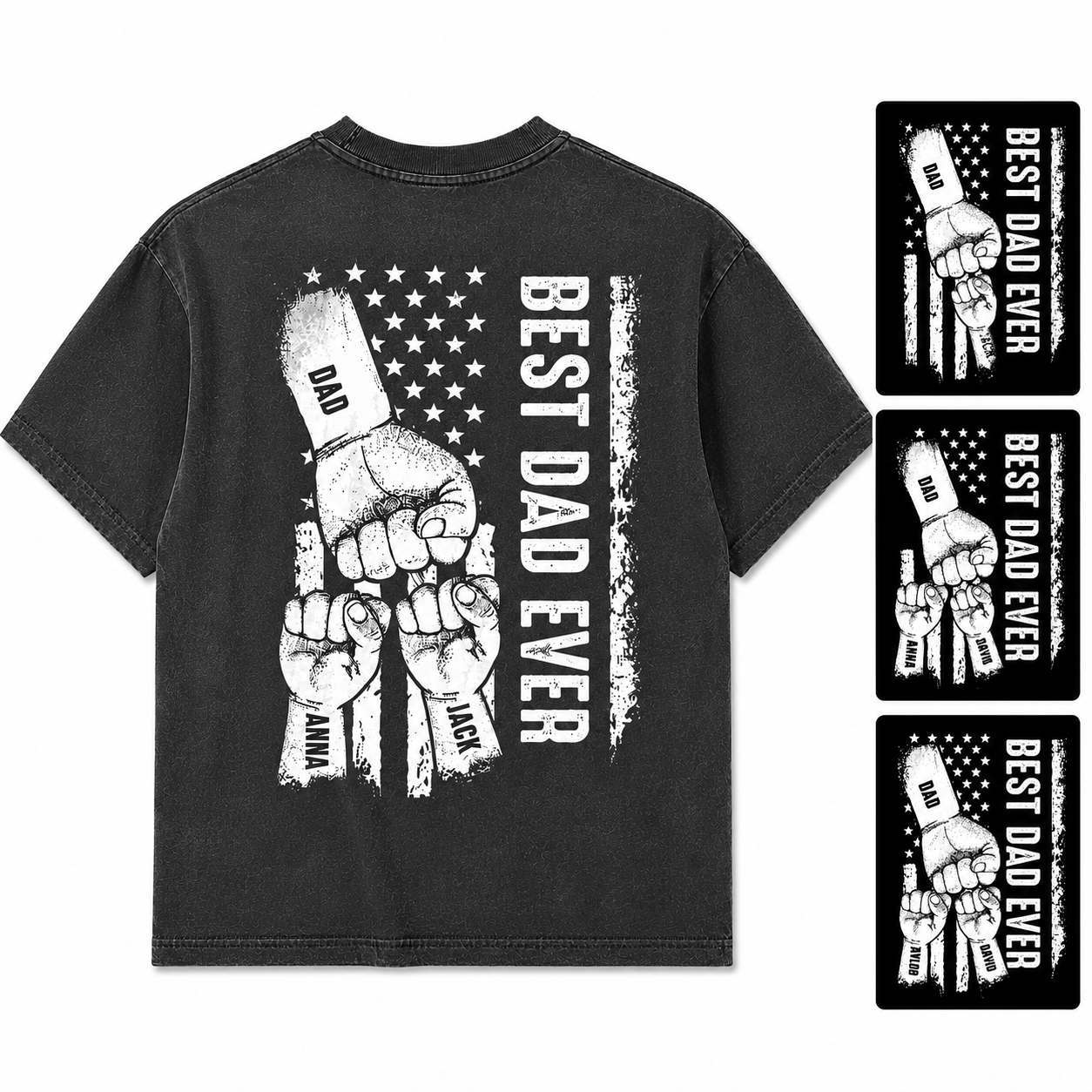 Personalized Dad Fist Bump Shirt, Dad Ever American Flag, Custom Fathers Day Gift