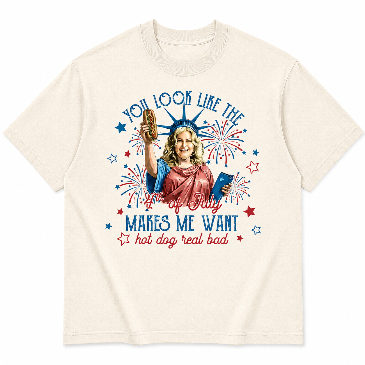 You Look Like The 4th Of July Makes Me Want A Hot Dog Real Bad Shirt, Funny 4th July Hot Dog Lover Shirt, Patriotic Meme Shirt, Movie Tee