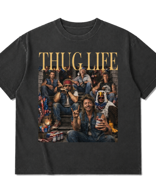 Thug Life 4Th of July Retro T-Shirt, Vintage Patriotic Graphic Tee, Funny USA Independence Day Shirt, Americana Eagle Tee, Fourth of July Gift for Men & Women