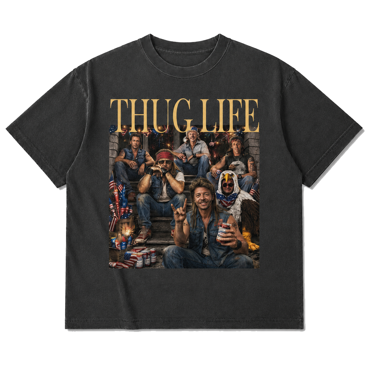 Thug Life 4Th of July Retro T-Shirt, Vintage Patriotic Graphic Tee, Funny USA Independence Day Shirt, Americana Eagle Tee, Fourth of July Gift for Men & Women