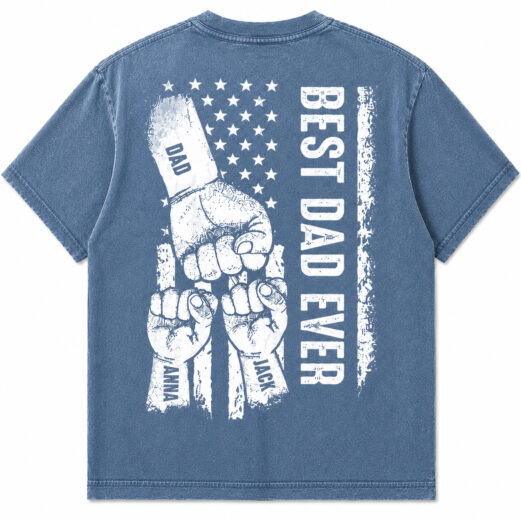 Personalized Dad Fist Bump Shirt, Dad Ever American Flag, Custom Fathers Day Gift
