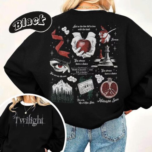Twilight 2-Sided Sweatshirt , Book Cover Aesthetic Pullover , Vampire Romance Crewneck , YA Quote Sweater , Bookish Twilight Gift