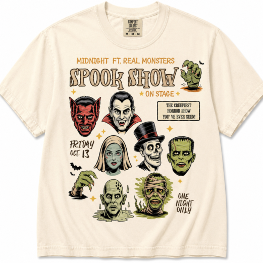 Spook Show Comfort Colors Tshirt  Vintage Halloween Tee Horror Lover Gift 90s Cult Classic Horror Graveyard Smash Tee Monster Mash Tee