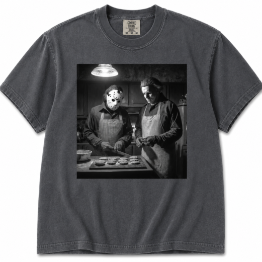 Comfort Colors 90s Horror Movie Shirt, Michael and Jason baking Shirt, Funny Halloween Shirt, Vintage Halloween, Retro Michael Myers Shirt,