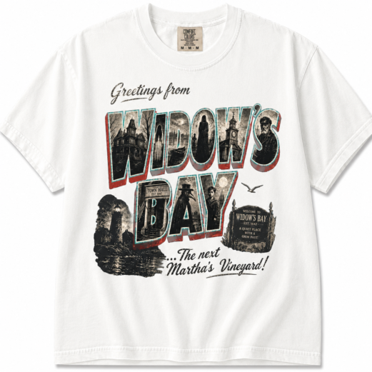 Comfort Colors® Greetings From Widow’s Bay Horror Movie Shirt, Vintage Coastal Horror Graphic Tee, Spooky Movie Fan Gift
