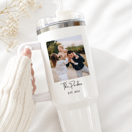 Personalized Photo Tumbler: Stainless Steel Travel Mug, Custom Family Gift