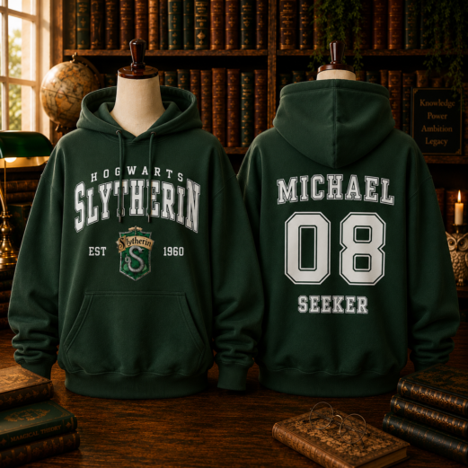 Custom Wizard House Hoodie, Personalized Name Number & Position, Fantasy School Pullover Gift
