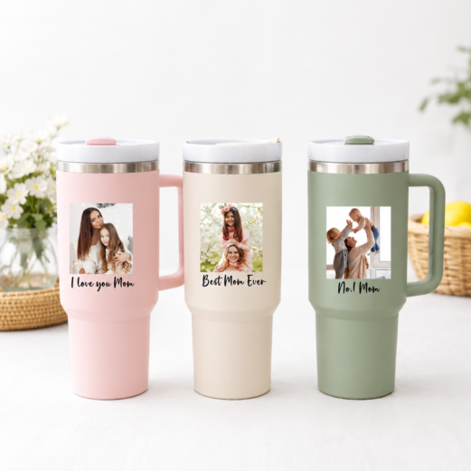 Personalized Photo Tumbler, Stainless Steel Travel Mug, Custom Family Gift