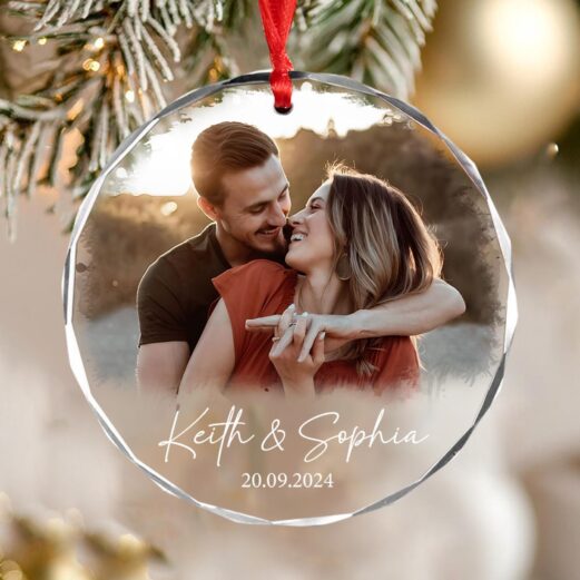 Personalized Couple Photo Ornament, Couples Gifts, Custom Photo Glass Ornament, Couple Keepsake, Custom Picture Ornament, Christmas Gifts