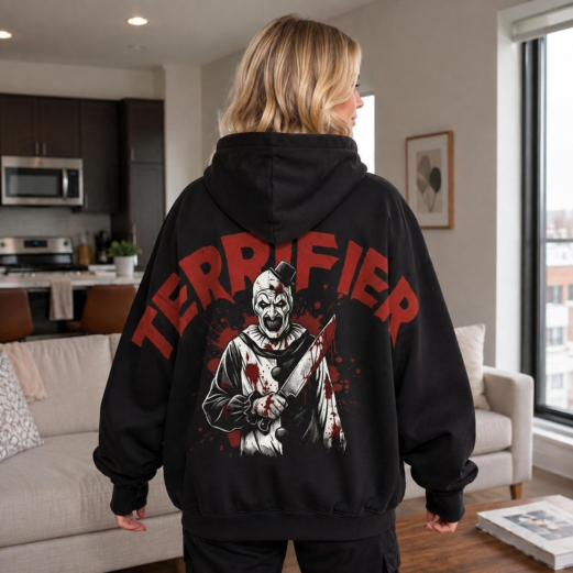 Shoulder-to-Shoulder Terrifier Art The Clown Hoodie, Special Edition Horror Shirt, Funny Halloween Tshirt, Scary Movie Fan Gift Unisex