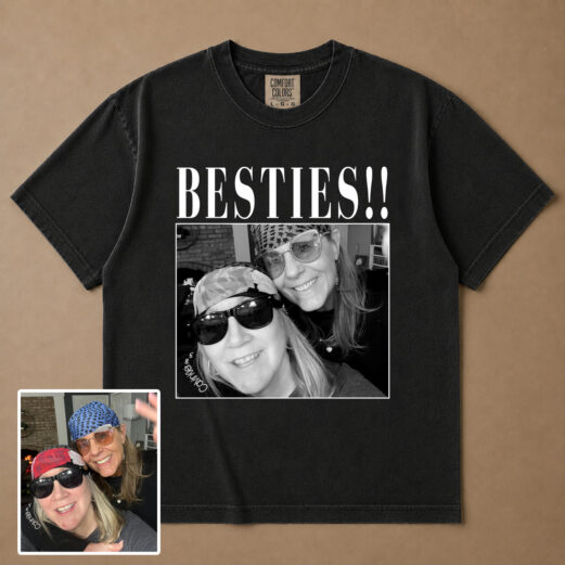 Custom Bestie Photo Shirt, Vintage Comfort Colors BFF Tee, Personalized Friendship Gift