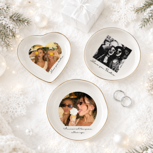 Personalised Photo Trinket Dish, Custom Jewelry Ring Dish, Wedding Gift, Bridesmaid Proposal, Trinket Tray for Best Friend/Bestie