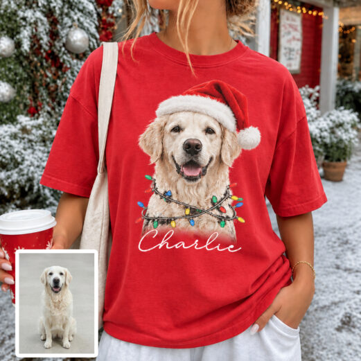 Custom Christmas Dog Shirt, Custom Pet Face Photo And Name Shirt, Christmas Shirt, Holiday Shirt, Dog Lover Gift (Copy)