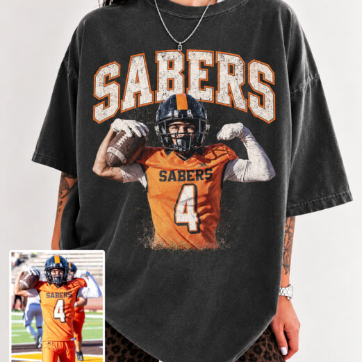 Custom Football Mom Shirt, Personalized Player Name and Photo Tee, Game Day Mom Gift