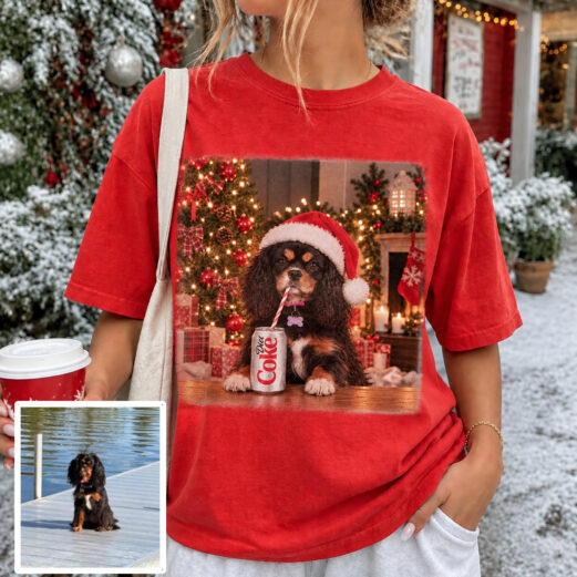 Custom Christmas Dog Shirt, Custom Pet Face Photo And Name Shirt, Christmas Shirt, Holiday Shirt, Dog Lover Gift, Cat Lover Gift